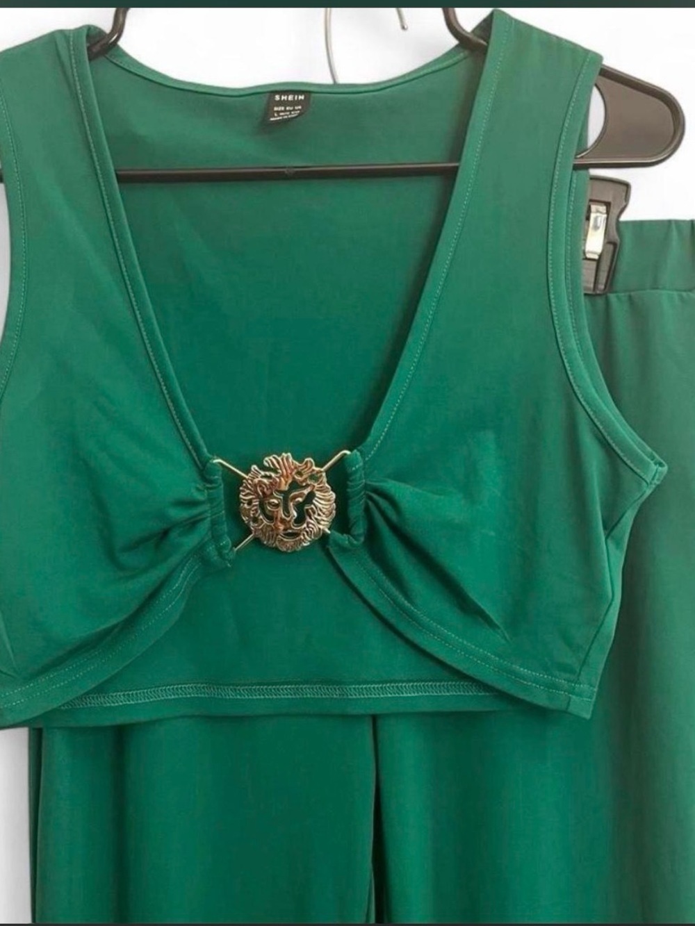 Green Two-Piece Set with Gold Lion Medallion